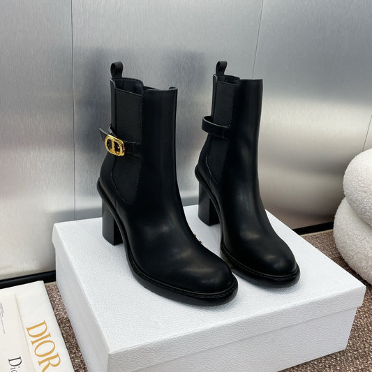 Черевики DIOR 25S MONTAIGNE MEDIUM 70MM З ЧОРНОЇ ТЕЛЯЧОЇ ШКІРИ - 35