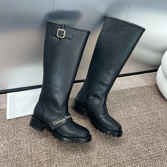 DIOR 25S D-QUEST PUNK СЕРЕДНІ ЧЕРЕВИКИ 25ММ З ЧОРНОЇ ТЕЛЯЧОЇ ШКІРИ - 35
