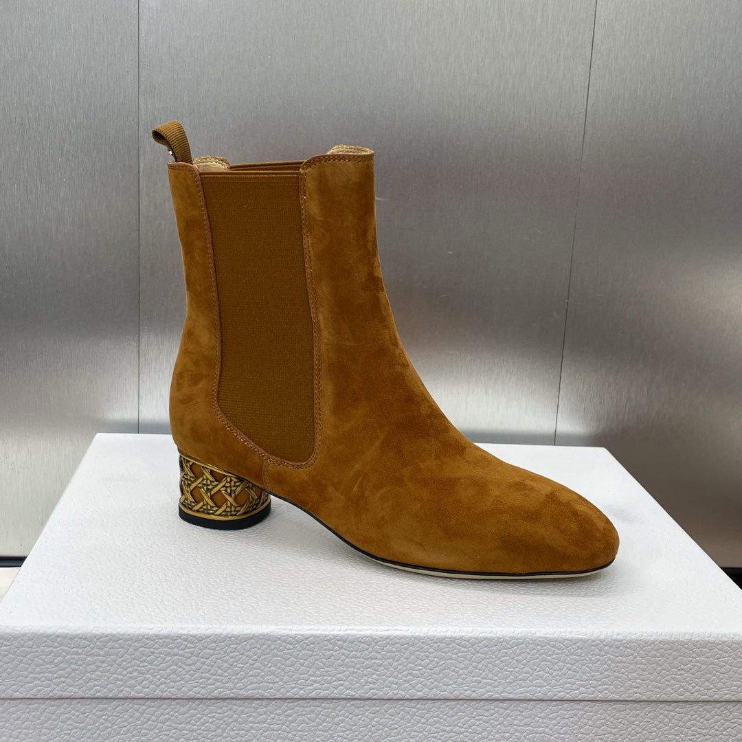 DIOR 25S ANKLE BOOT IN SADDLE BROWN SUEDE - 34