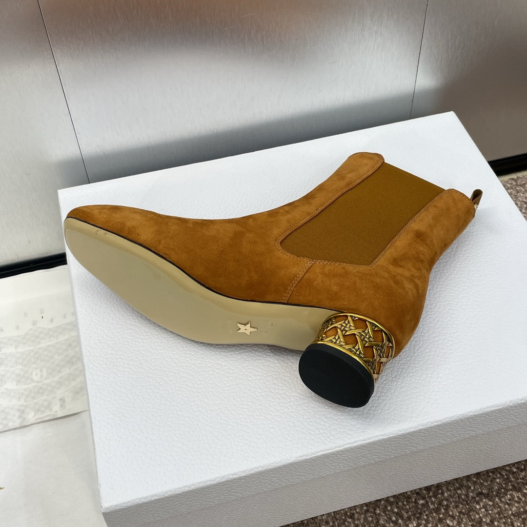 DIOR 25S ANKLE BOOT IN SADDLE BROWN SUEDE - 34