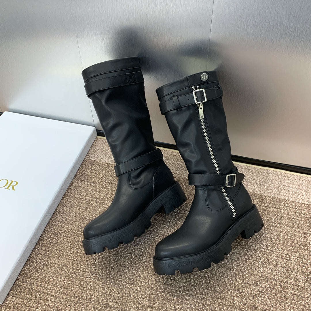 DIOR 25S D-MAJOR BOOT 35MM IN BLACK CALFSKIN - 35