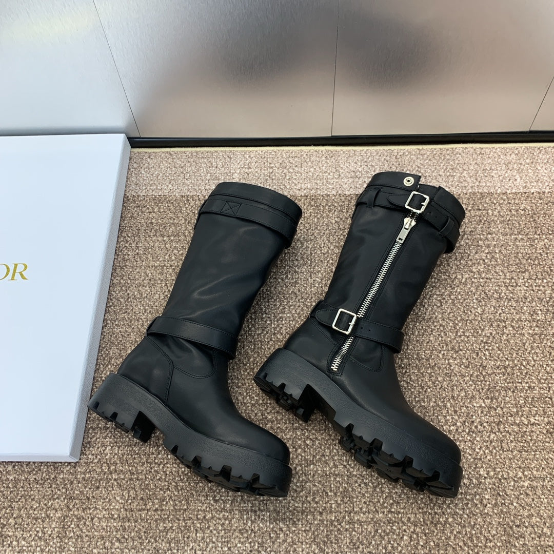 DIOR 25S D-MAJOR BOOT 35MM IN BLACK CALFSKIN - 35
