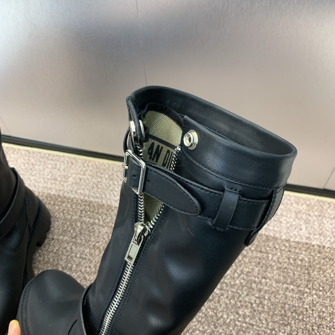 DIOR 25S D-MAJOR BOOT 35MM IN BLACK CALFSKIN - 35