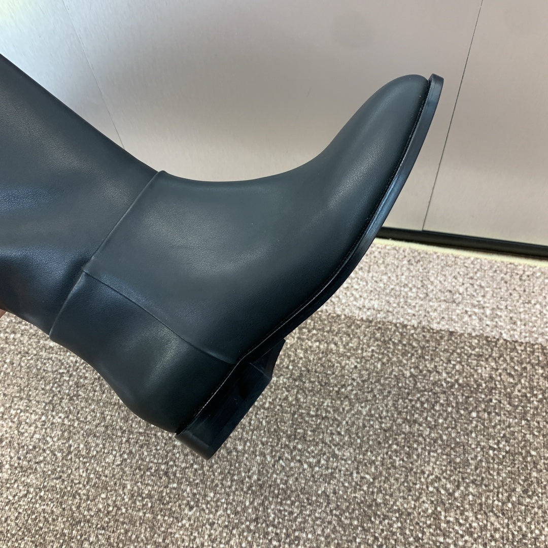 DIOR 25S D-TOWN BOOT 25MM IN BLACK SUPPLE CALFSKIN - 35