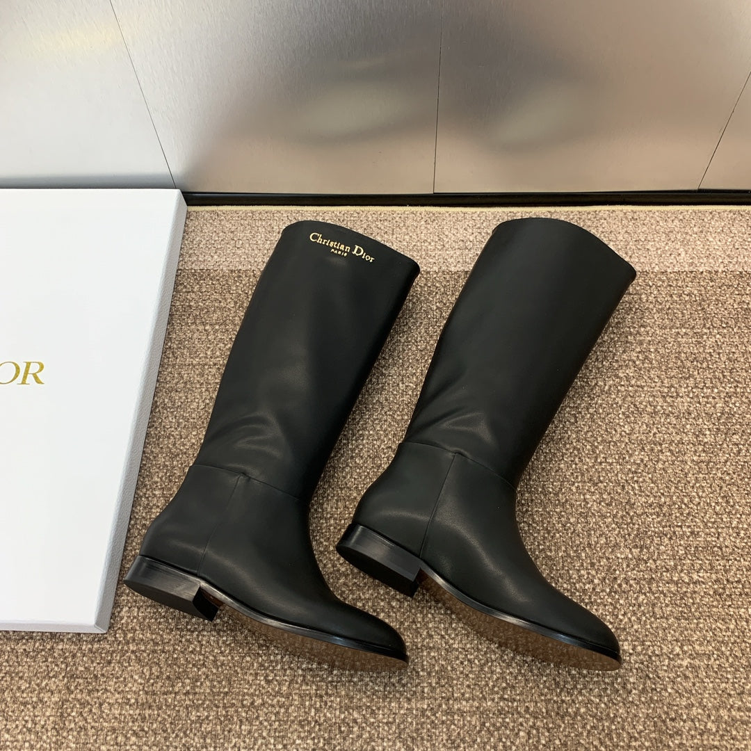 DIOR 25S D-TOWN BOOT 25MM IN BLACK SUPPLE CALFSKIN - 35
