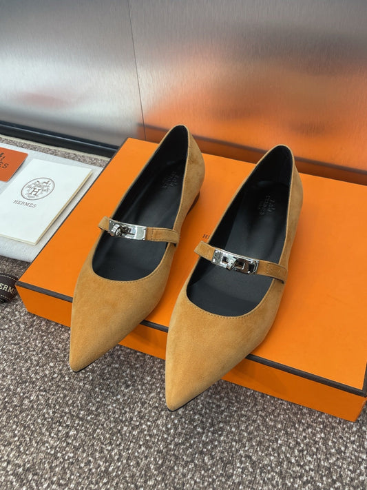 KIARA FLAT PUMP IN BRONZE BROWN SUEDE - 35