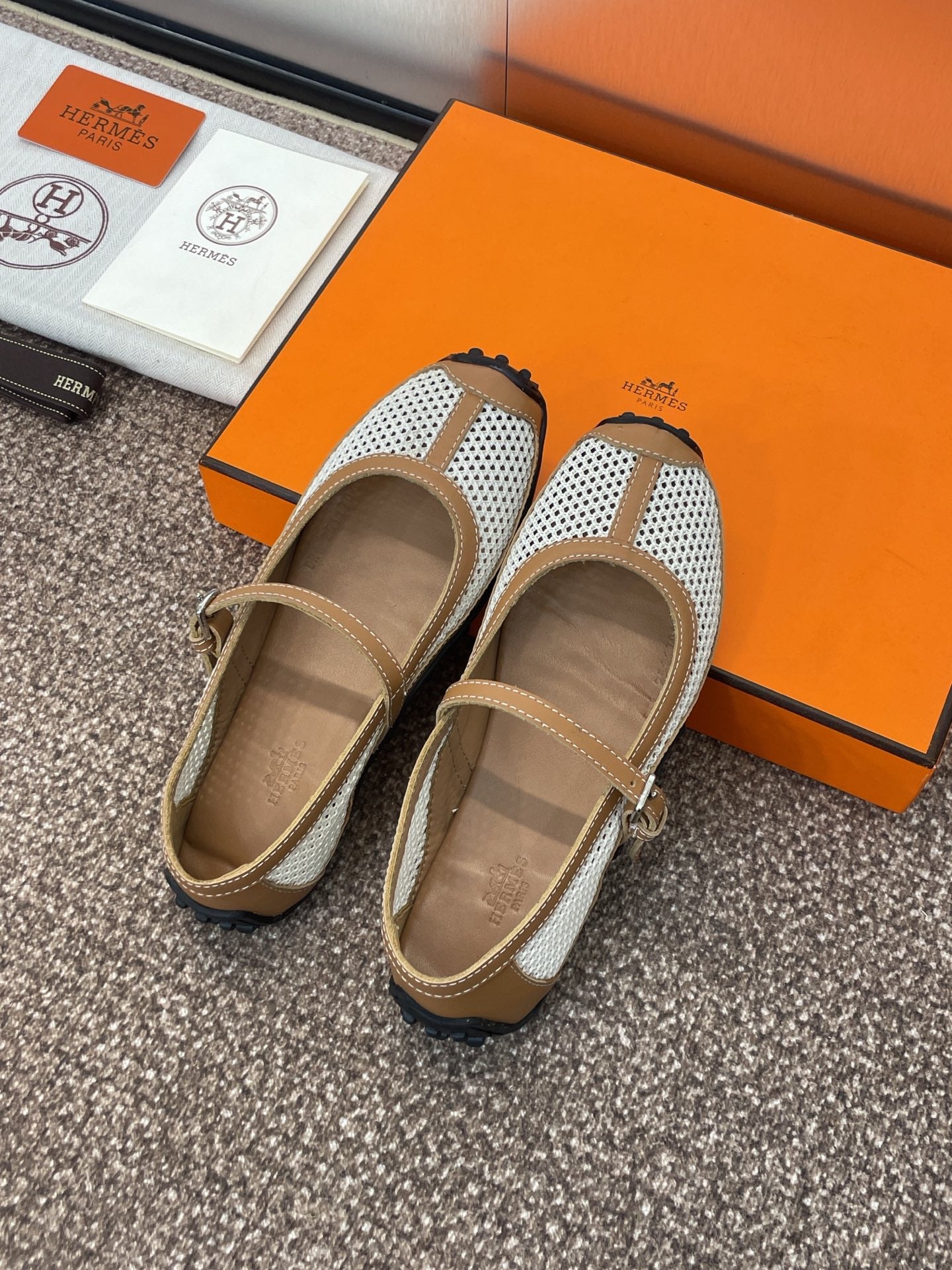 KICHU BALLET FLAT IN BRONZE BROWN CROCHET KNIT AND CALFSKIN - 35