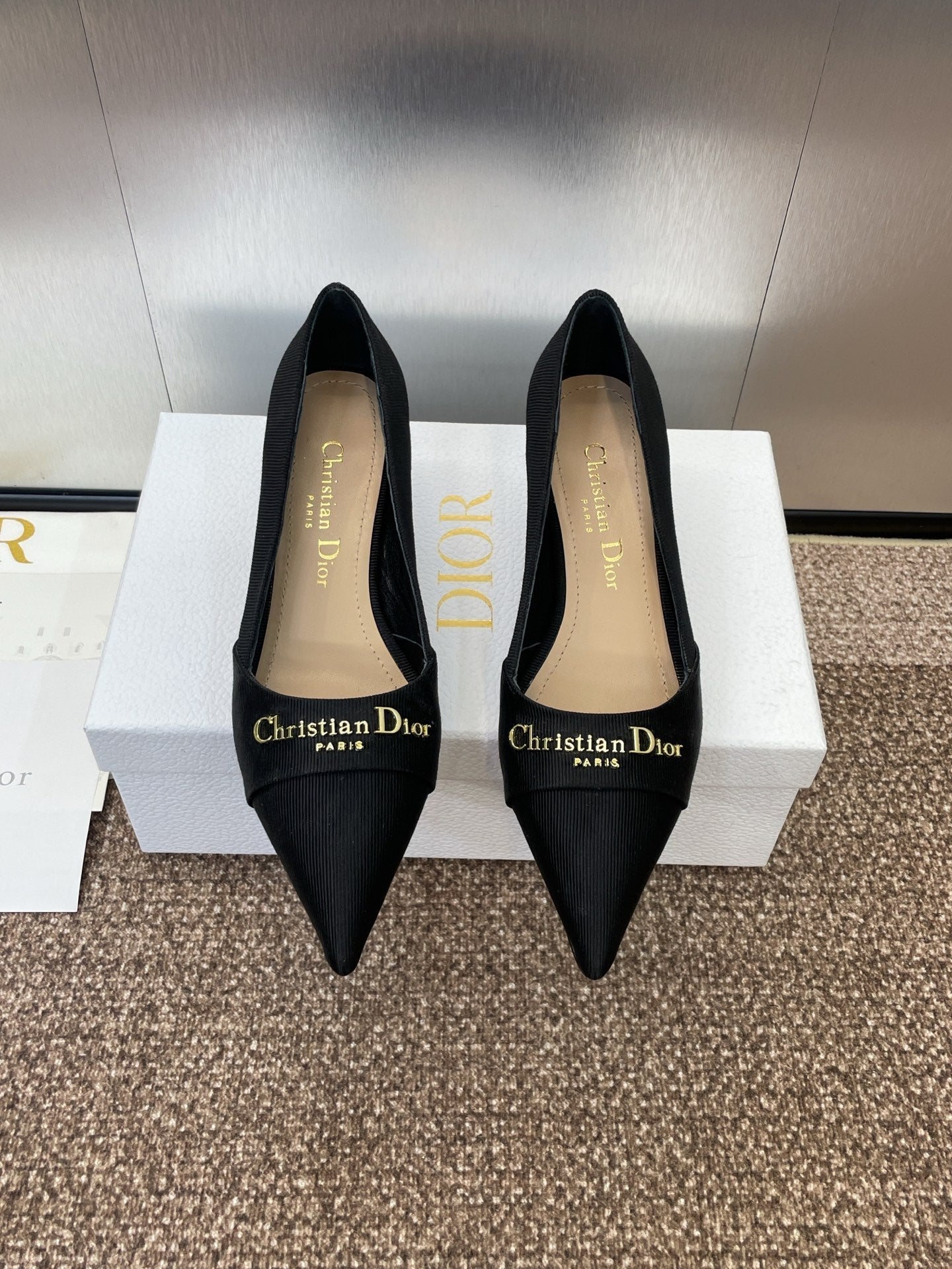 MY DD 25S HIGH HEEL 55MM IN BLACK FABRIC GOLD LOGO - 34