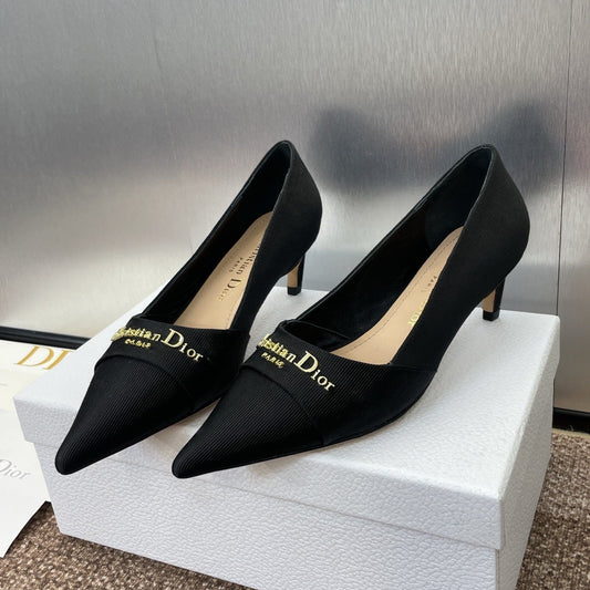 MY DD 25S HIGH HEEL 55MM IN BLACK FABRIC GOLD LOGO - 34