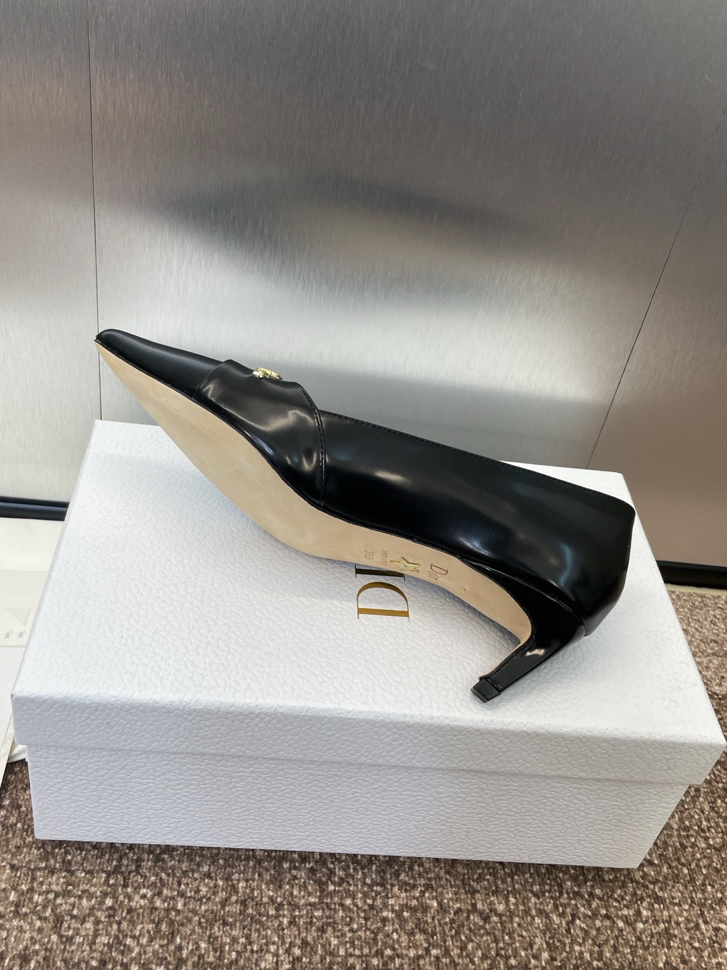 MY DD 25S HIGH HEEL 55MM IN BLACK LAMBSKIN GOLD LOGO - 34