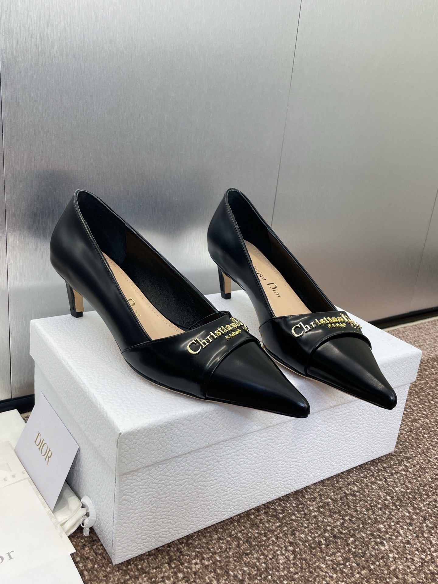 MY DD 25S HIGH HEEL 55MM IN BLACK LAMBSKIN GOLD LOGO - 34