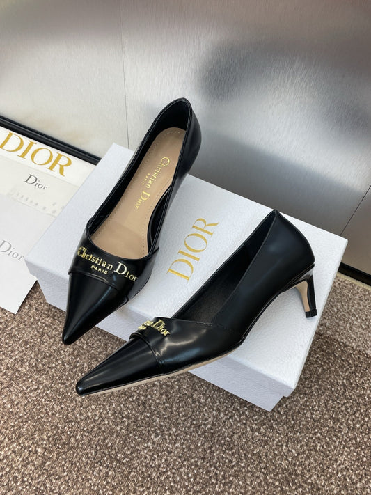 MY DD 25S HIGH HEEL 55MM IN BLACK LAMBSKIN GOLD LOGO - 34