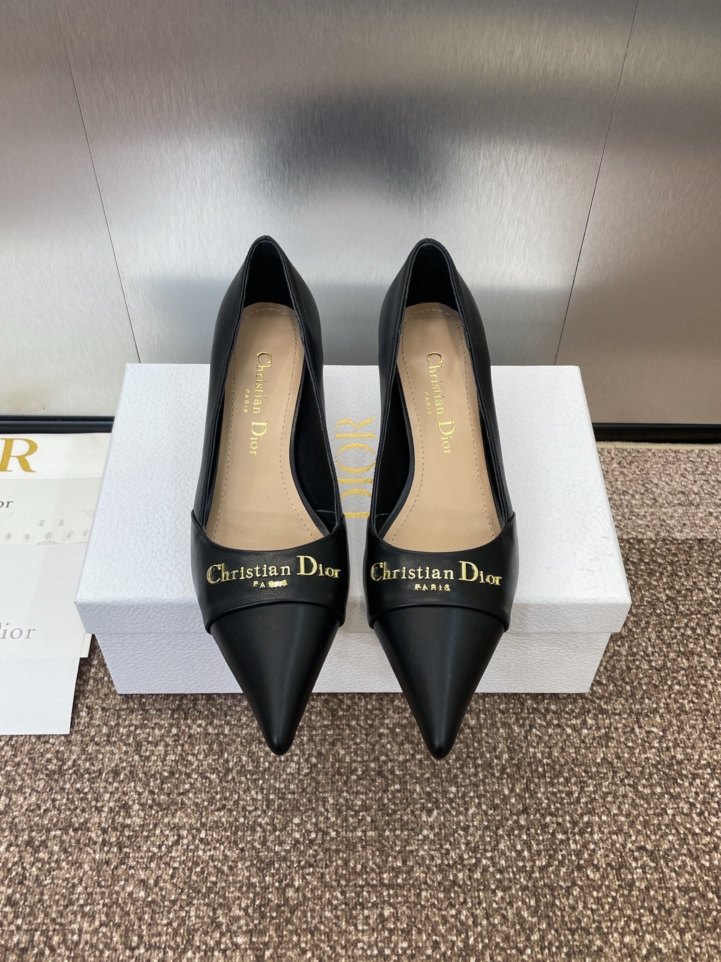 MY DD 25S HIGH HEEL 55MM IN BLACK CALFSKIN GOLD LOGO - 34