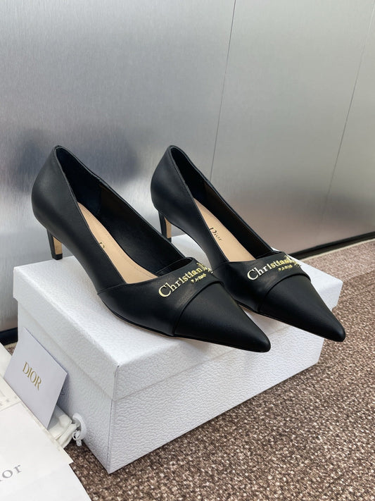 MY DD 25S HIGH HEEL 55MM IN BLACK CALFSKIN GOLD LOGO - 34