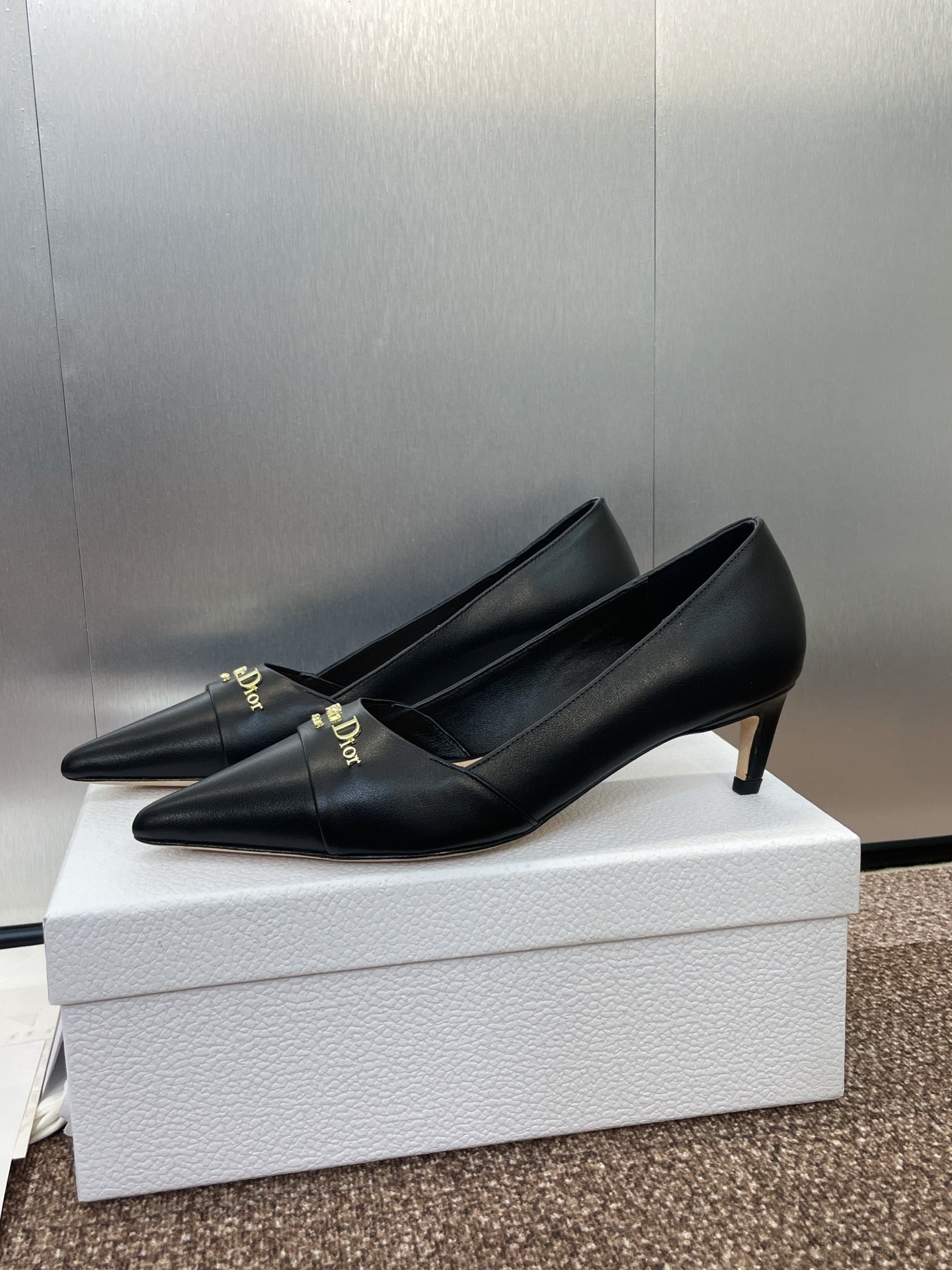 MY DD 25S HIGH HEEL 55MM IN BLACK CALFSKIN GOLD LOGO - 34