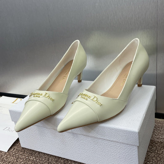 MY DD 25S HIGH HEEL 55MM IN WHITE CALFSKIN GOLD LOGO - 34