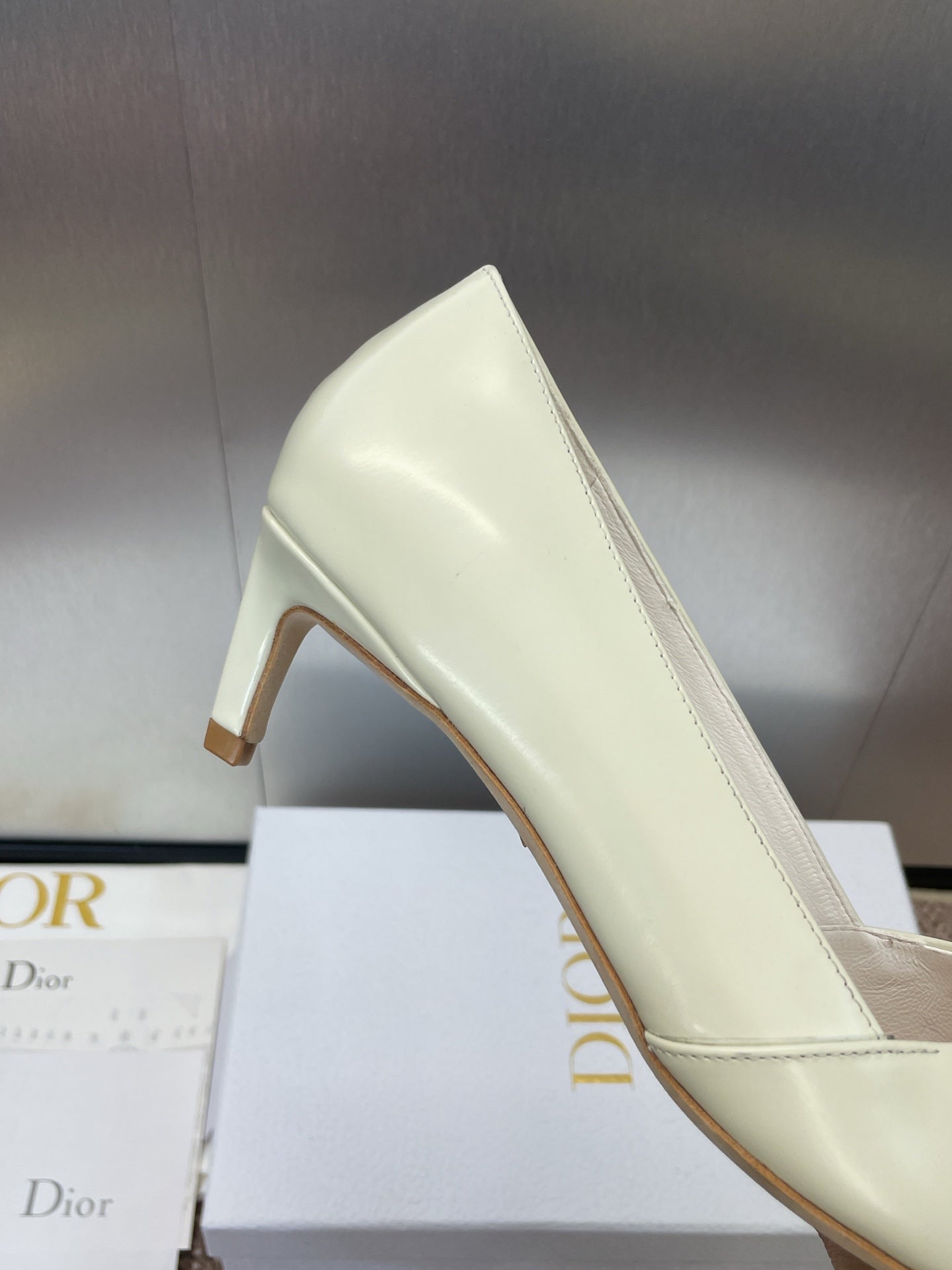 MY DD 25S HIGH HEEL 55MM IN WHITE CALFSKIN GOLD LOGO - 34