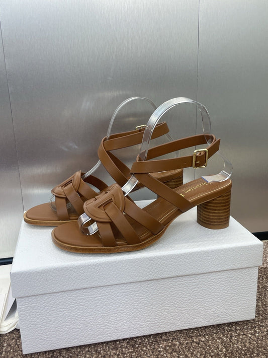 D-CLUB HIGH HEEL SLIDE 25S 55MM IN BROWN CALFSKIN - 34