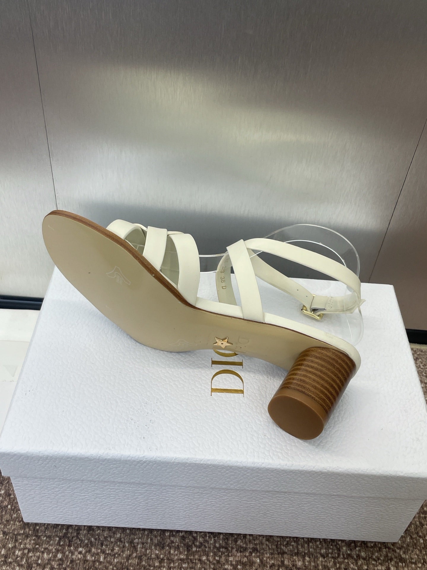 D-CLUB HIGH HEEL SLIDE 25S 55MM IN WHITE CALFSKIN - 34
