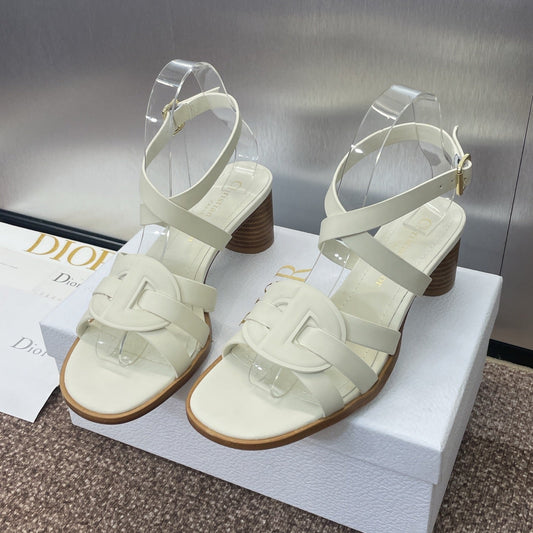 D-CLUB HIGH HEEL SLIDE 25S 55MM IN WHITE CALFSKIN - 34