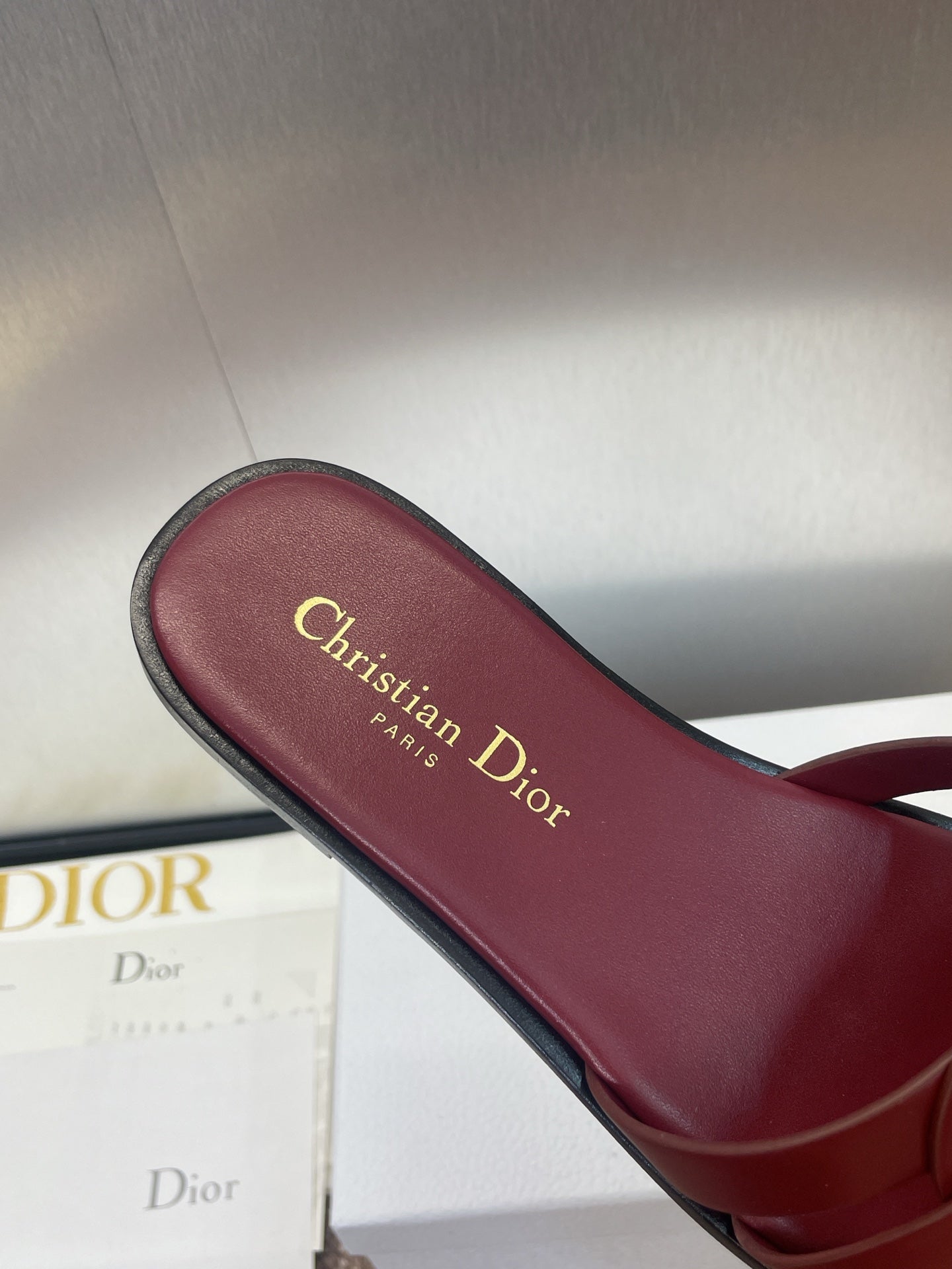 D-CLUB SLIDE SANDAL 25S IN BURGUNDY RED CALFSKIN - 34