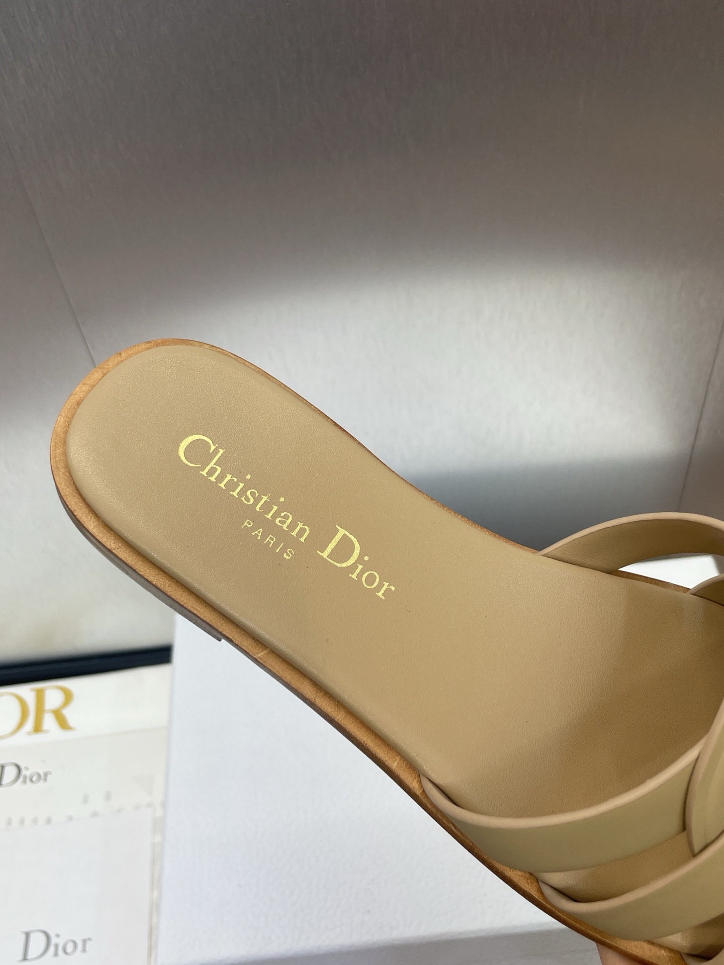 D-CLUB SLIDE SANDAL 25S IN GOLDEN BEIGE CALFSKIN - 34