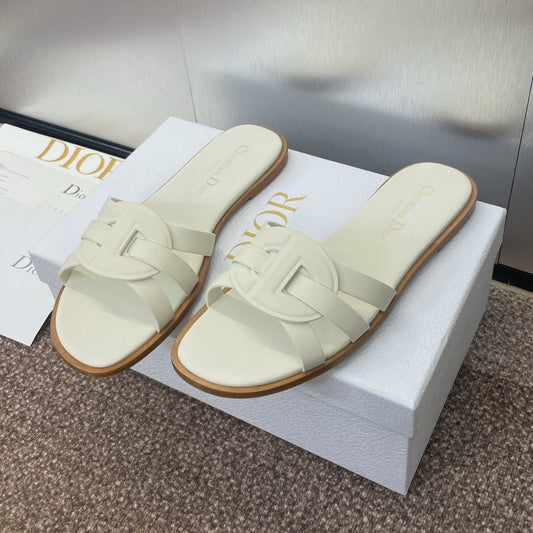 D-CLUB SLIDE SANDAL 25S IN WHITE CALFSKIN - 34