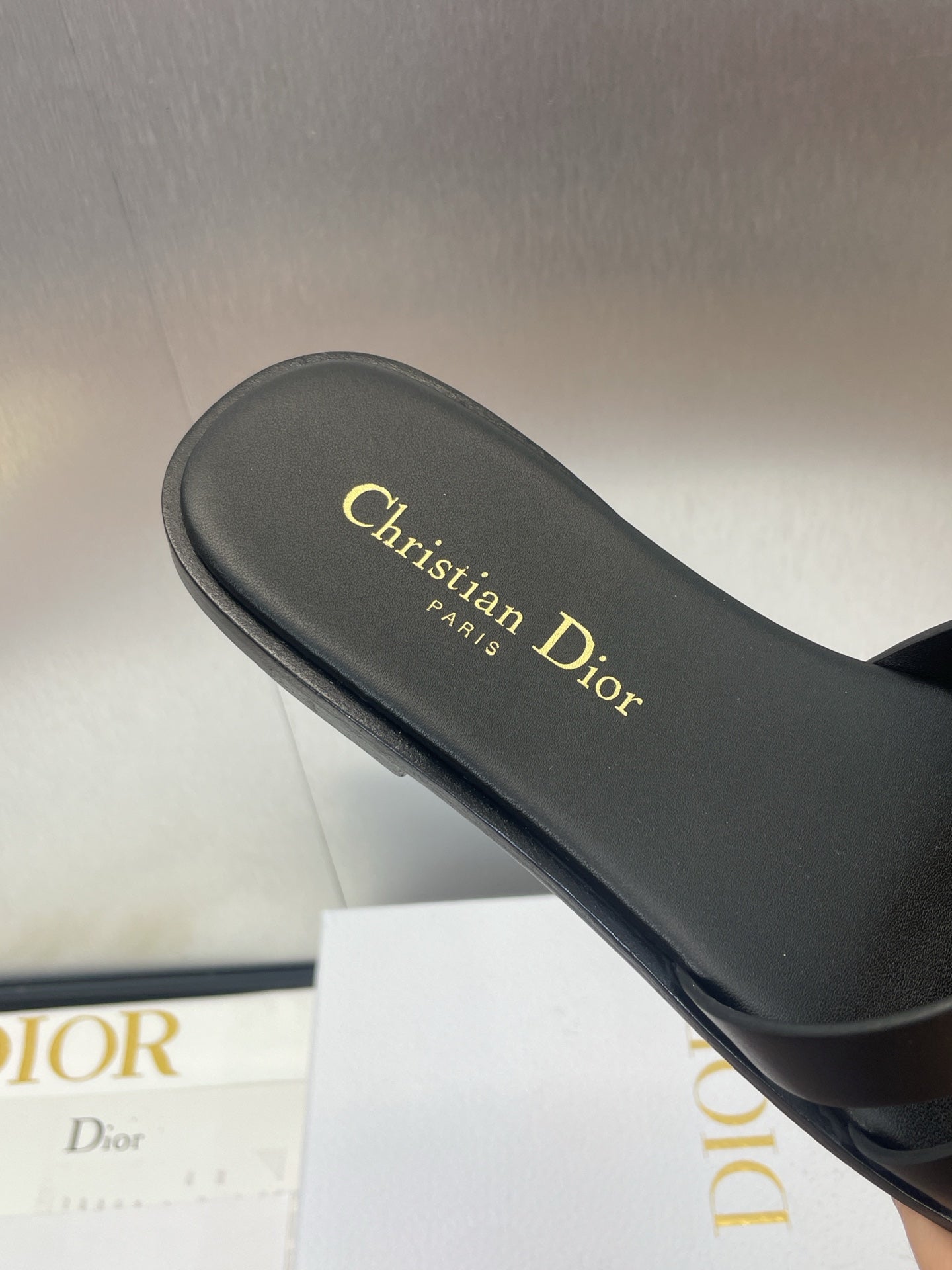 D-CLUB SLIDE SANDAL 25S IN BLACK CALFSKIN - 34