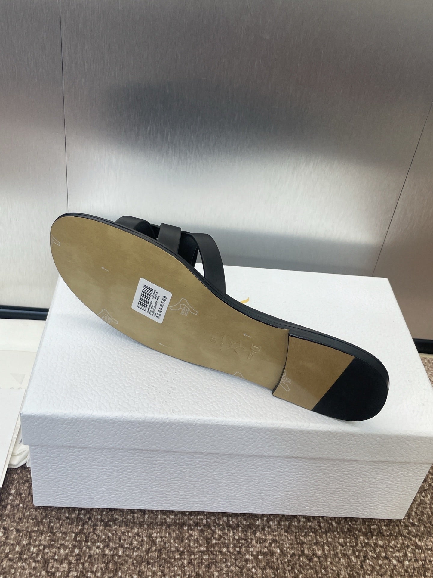 D-CLUB SLIDE SANDAL 25S IN BLACK CALFSKIN - 34