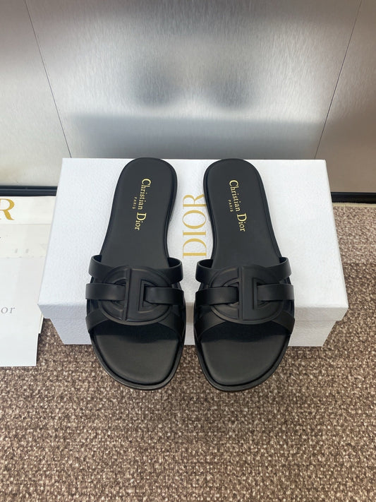 D-CLUB SLIDE SANDAL 25S IN BLACK CALFSKIN - 34