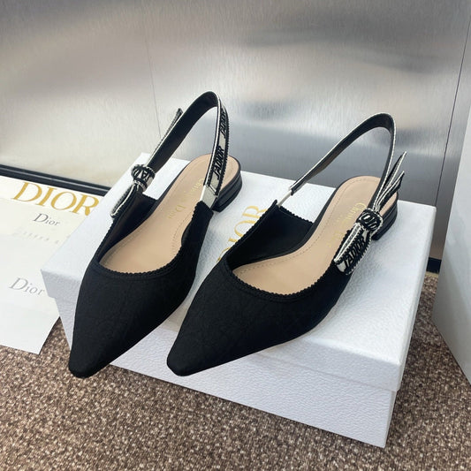 J'ADIOR SLINGBACK 25S IN BLACK QUAKE OBLIQUE EMBROIDERED FABRIC - 33