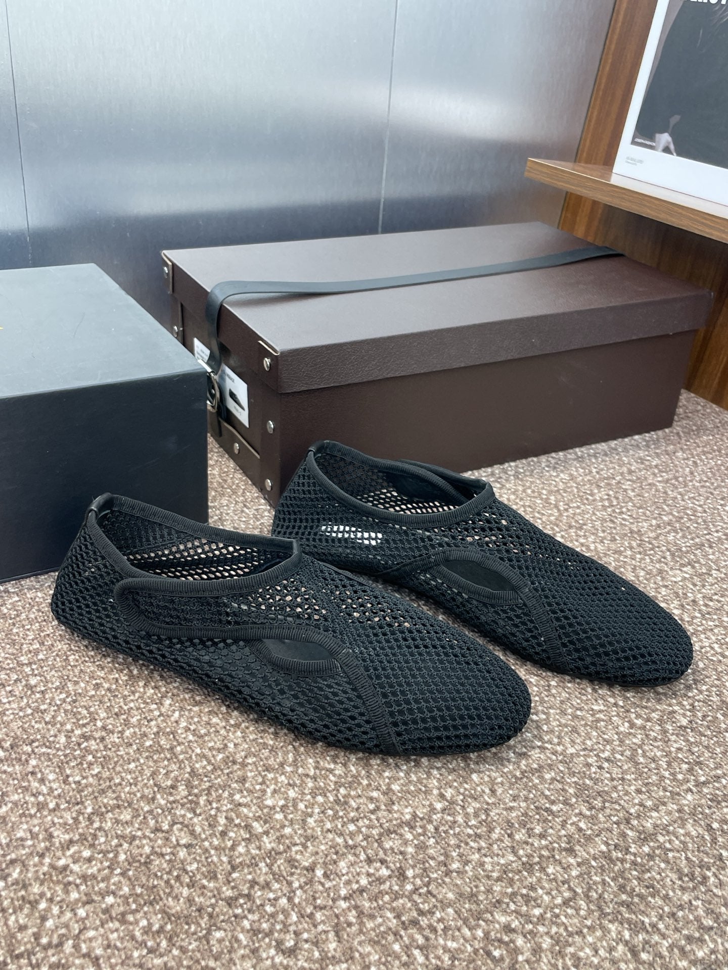 ALAIA MESH MARY JANE BALLET FLATS 25S IN BLACK FABRIC - 34