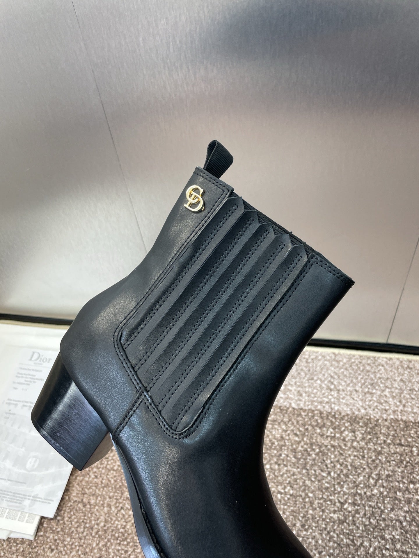 DIOR 25S D-WEST HAUTE COUTURE CHELSEA BOOTS 45MM IN BLACK CALFSKIN - 35