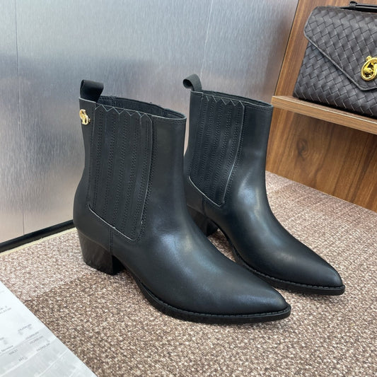 DIOR 25S D-WEST HAUTE COUTURE CHELSEA BOOTS 45MM IN BLACK CALFSKIN - 35