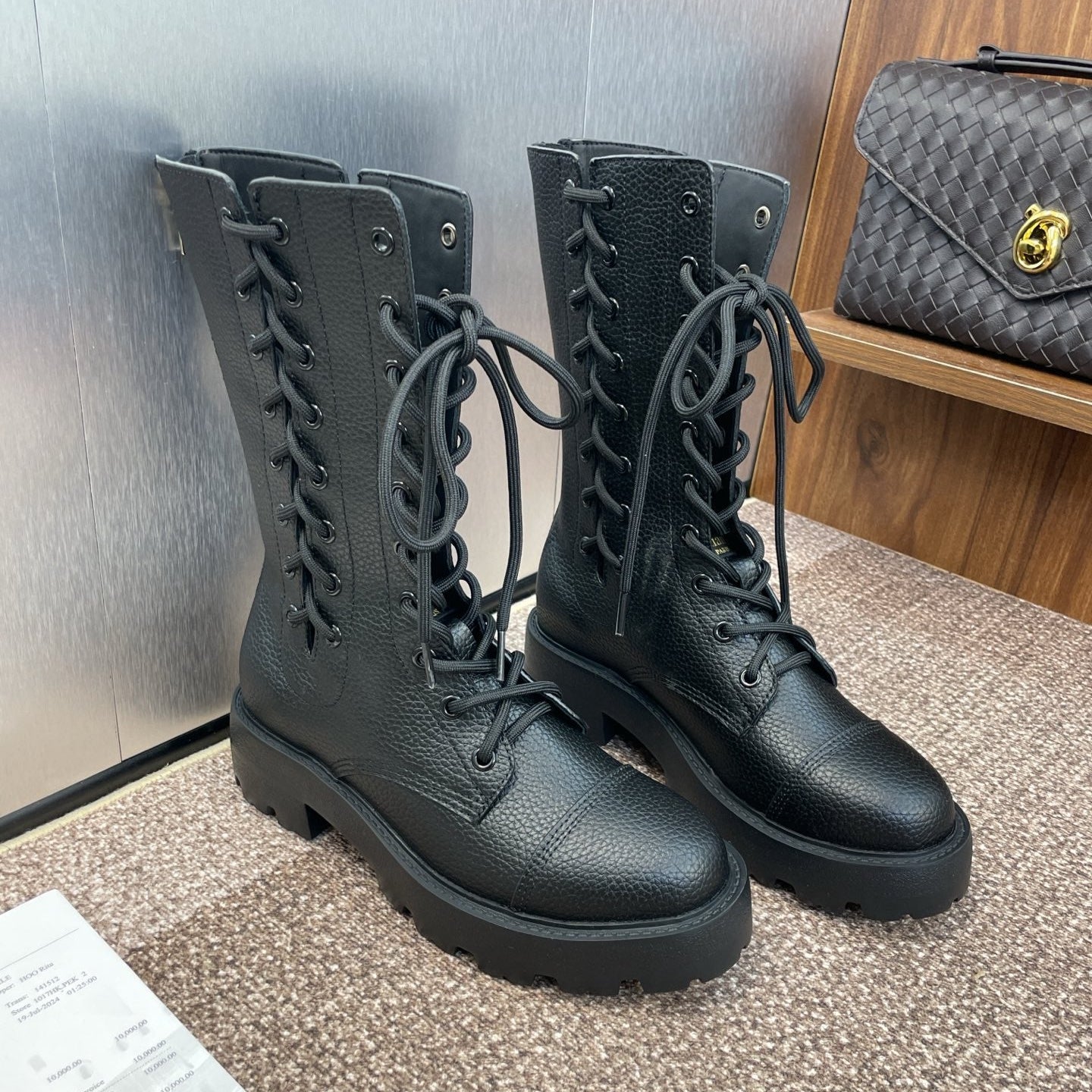 DIOR 25S D-ROAD ANKLE BOOT 45MM IN BLACK GRAINED CALFSKIN - 35