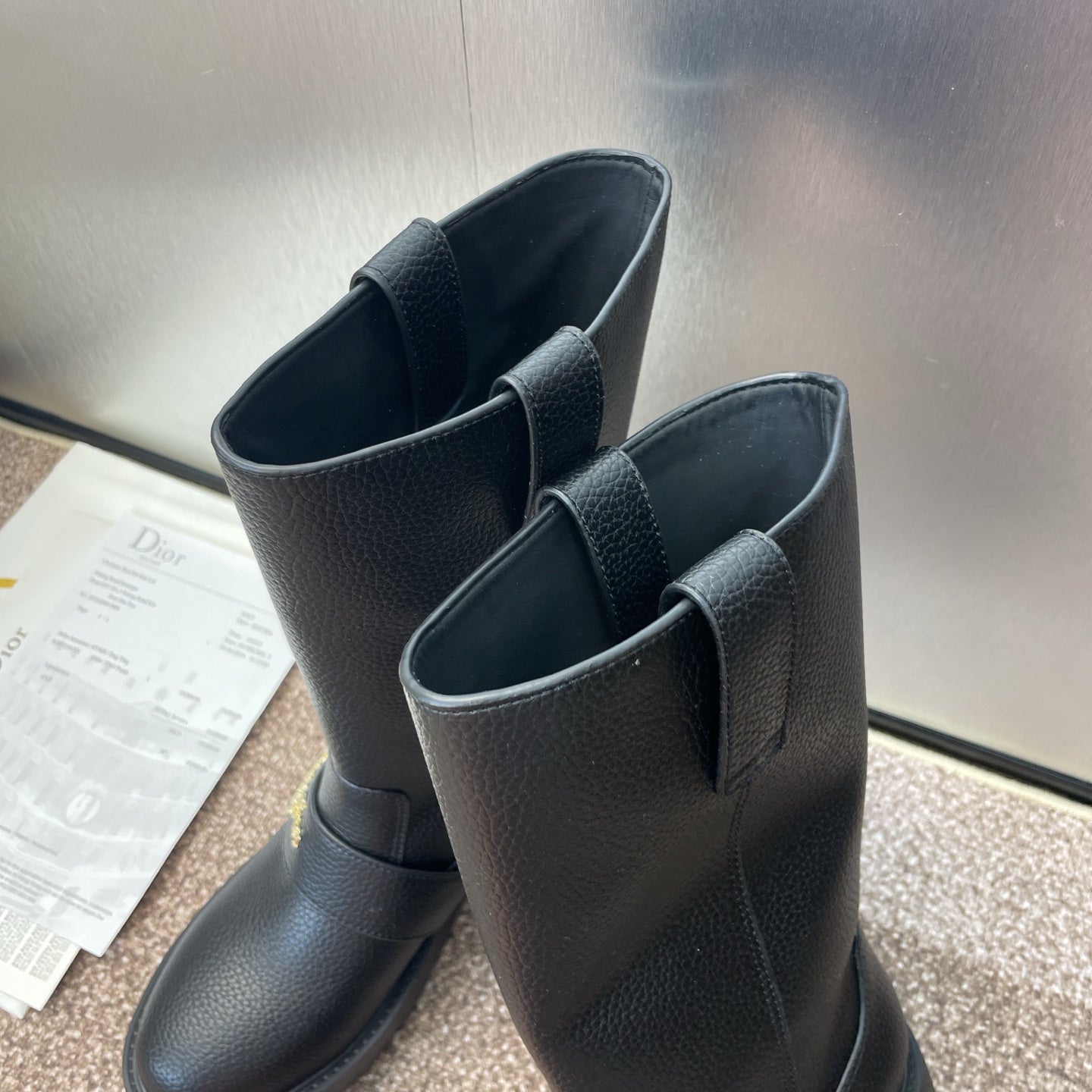 DIOR 25S D-QUEST BOOT 45MM IN BLACK GRAINED CALFSKIN - 35