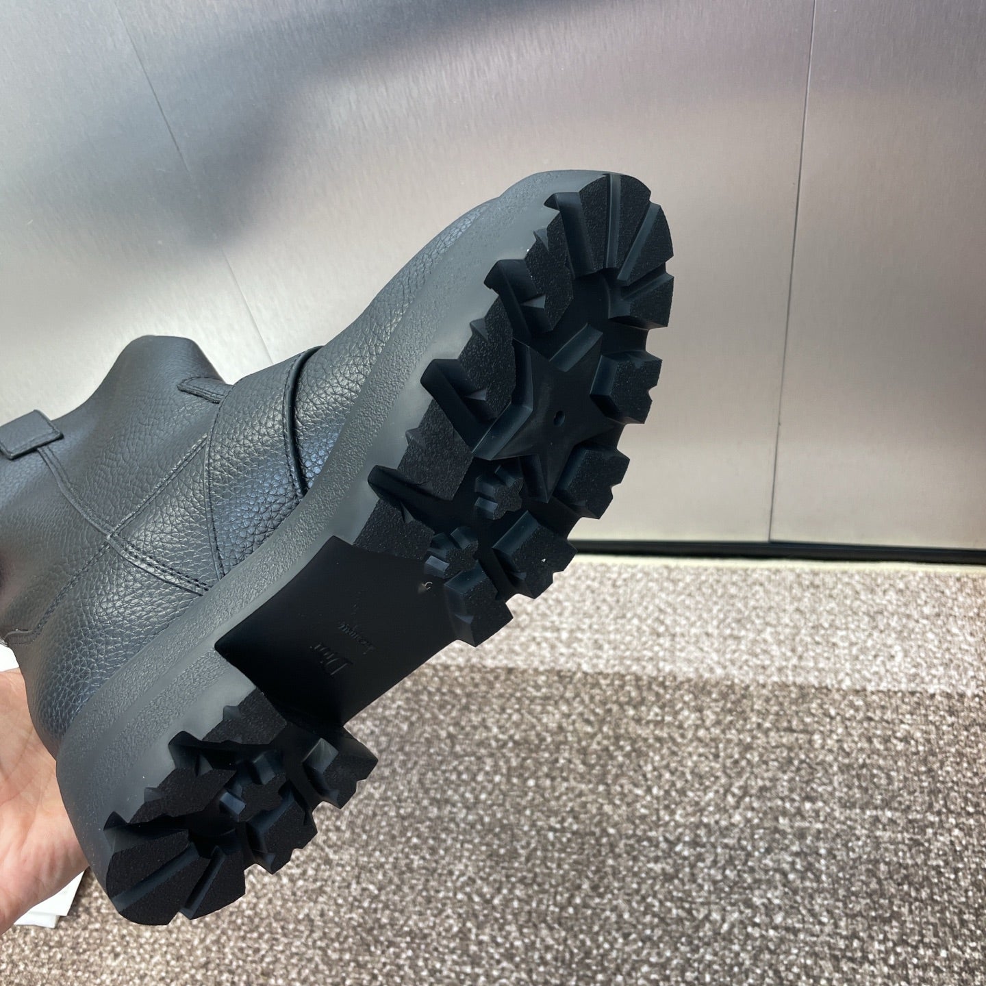 DIOR 25S D-QUEST BOOT 45MM IN BLACK GRAINED CALFSKIN - 35
