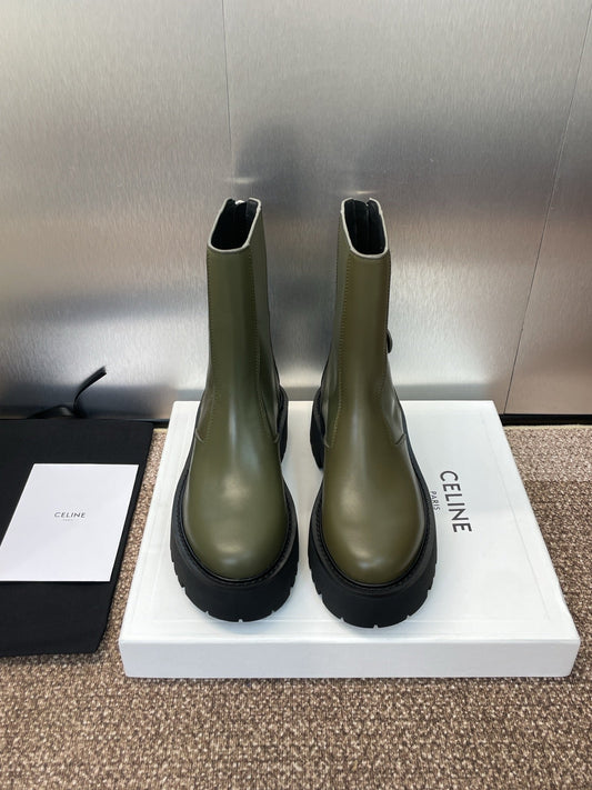 ЧЕРЕВИКИ CELINE 26S ANKLE BOOTS, 45 ММ, З ТЕЛЯЧОЇ ШКІРИ КОЛЬОРУ МОХУ