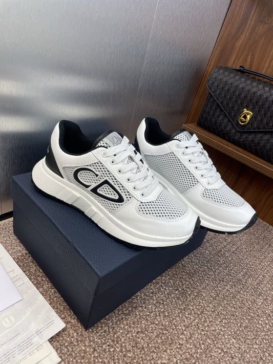 Кросівки DIOR 25S D-RUN'N COUPLE З БІЛОЇ ТА ЧОРНОЇ ТЕЛЯЧОЇ ШКІРИ ТА СІТКИ — 35