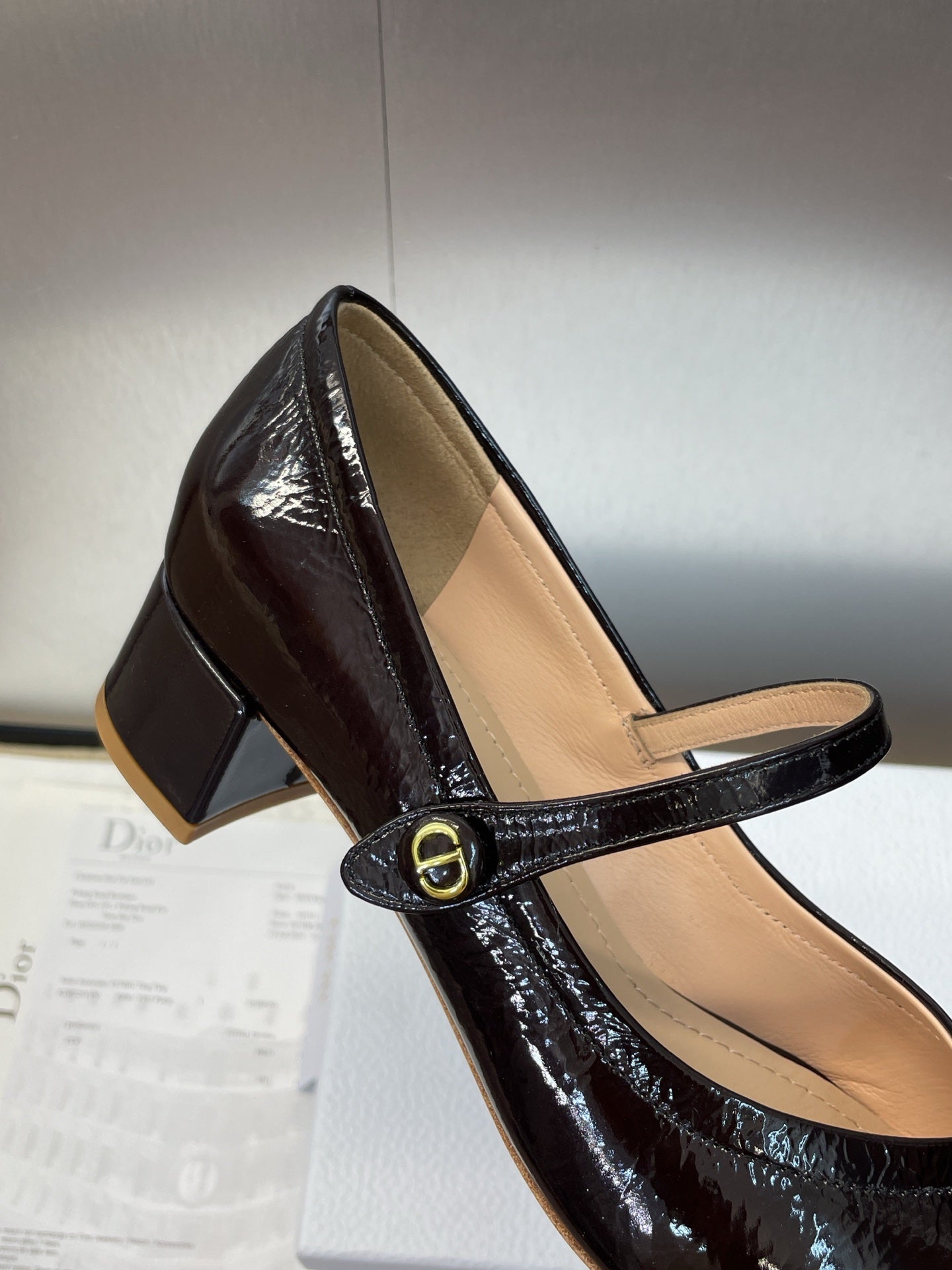 DIOR 25S ROUND-TOE MARY JANE BALLET FLATS IN DARK BROWN CALFSKIN - 34