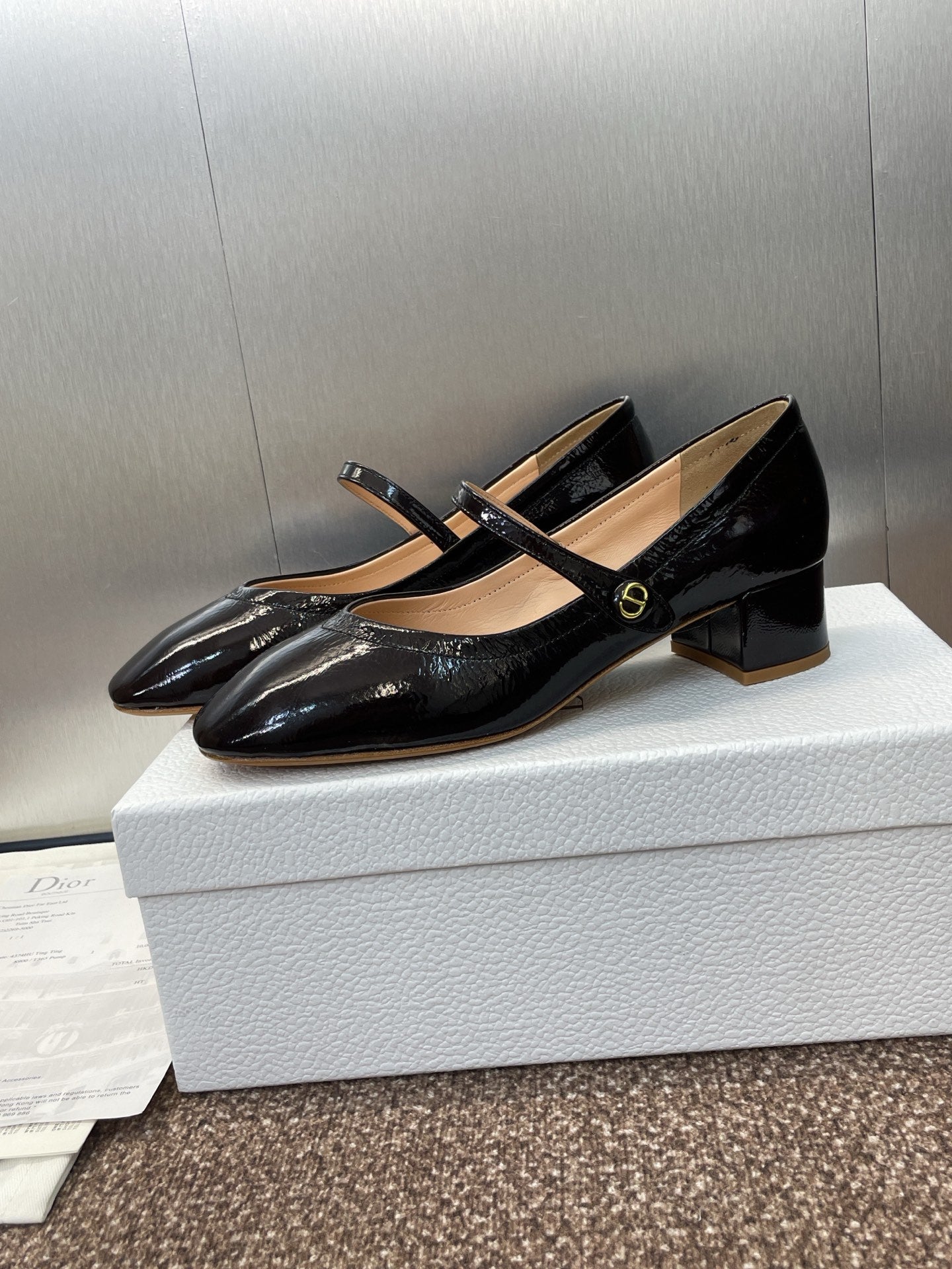 DIOR 25S ROUND-TOE MARY JANE BALLET FLATS IN DARK BROWN CALFSKIN - 34