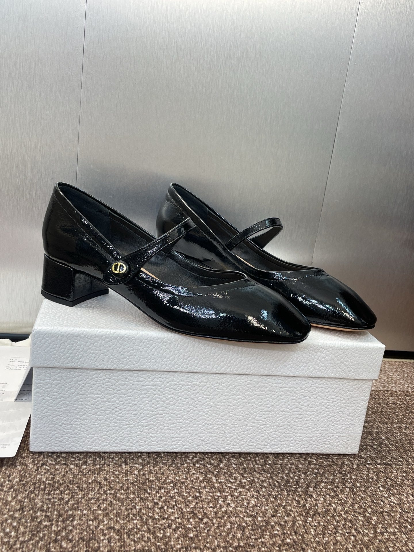 DIOR 25S ROUND-TOE MARY JANE BALLET FLATS IN BLACK CALFSKIN - 34