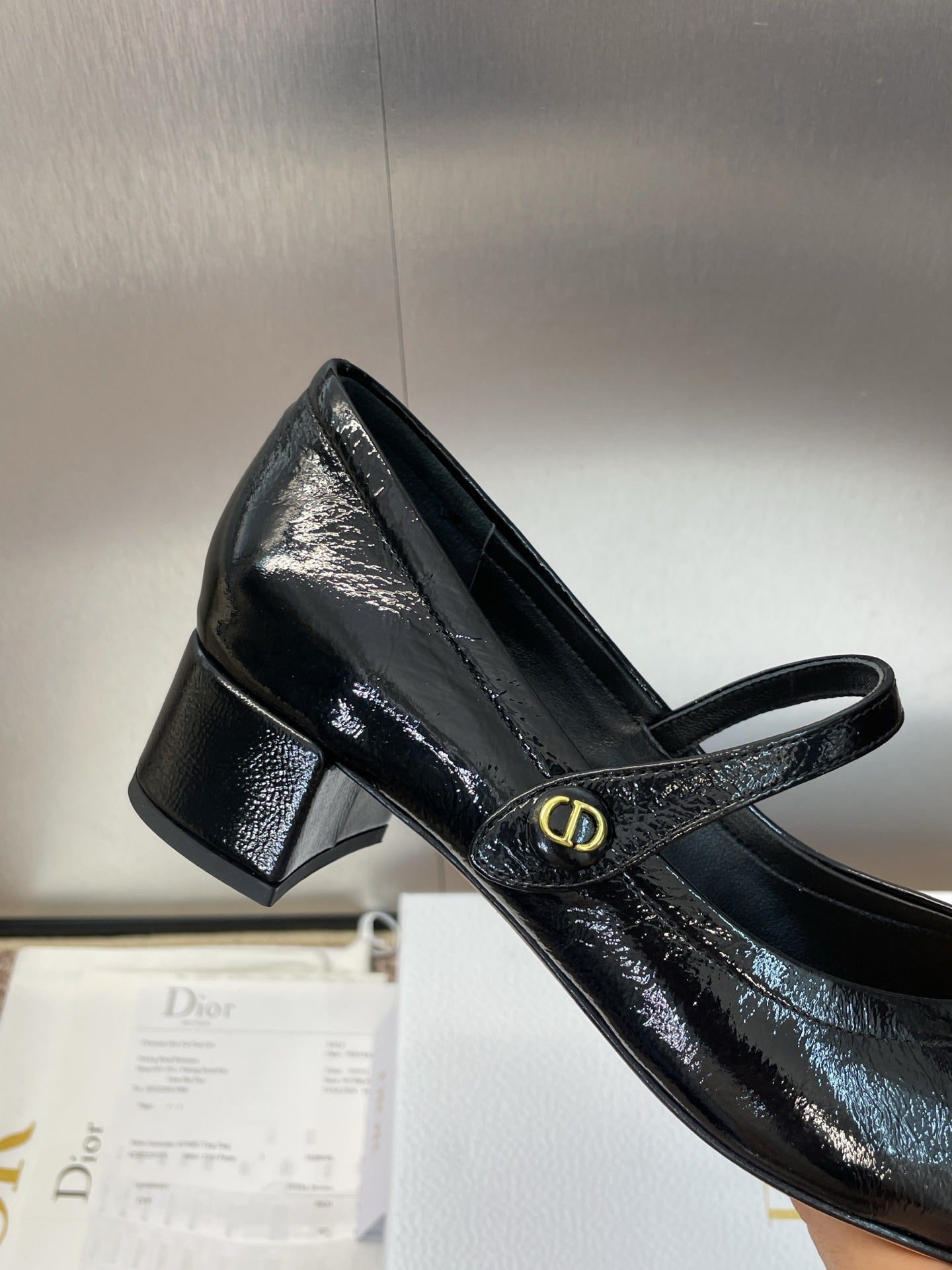 DIOR 25S ROUND-TOE MARY JANE BALLET FLATS IN BLACK CALFSKIN - 34