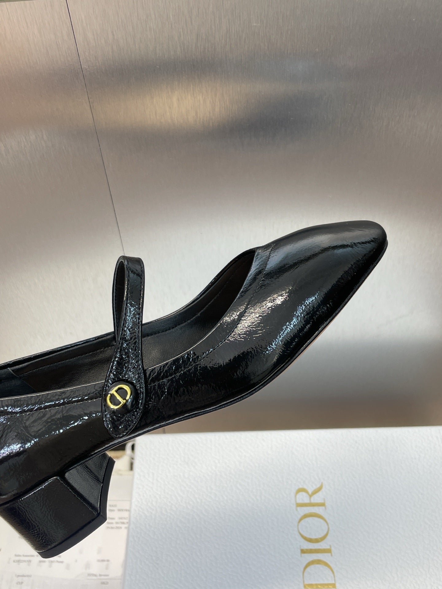 DIOR 25S ROUND-TOE MARY JANE BALLET FLATS IN BLACK CALFSKIN - 34