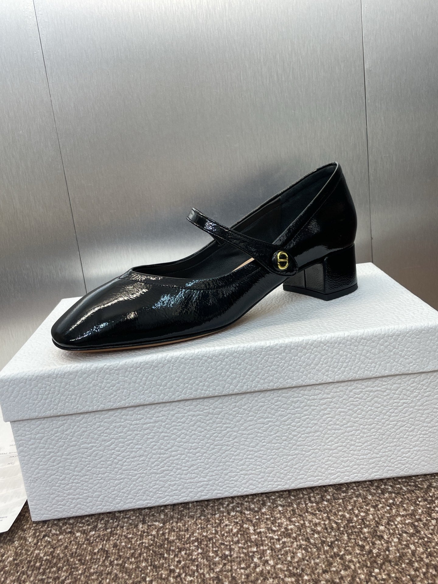 DIOR 25S ROUND-TOE MARY JANE BALLET FLATS IN BLACK CALFSKIN - 34