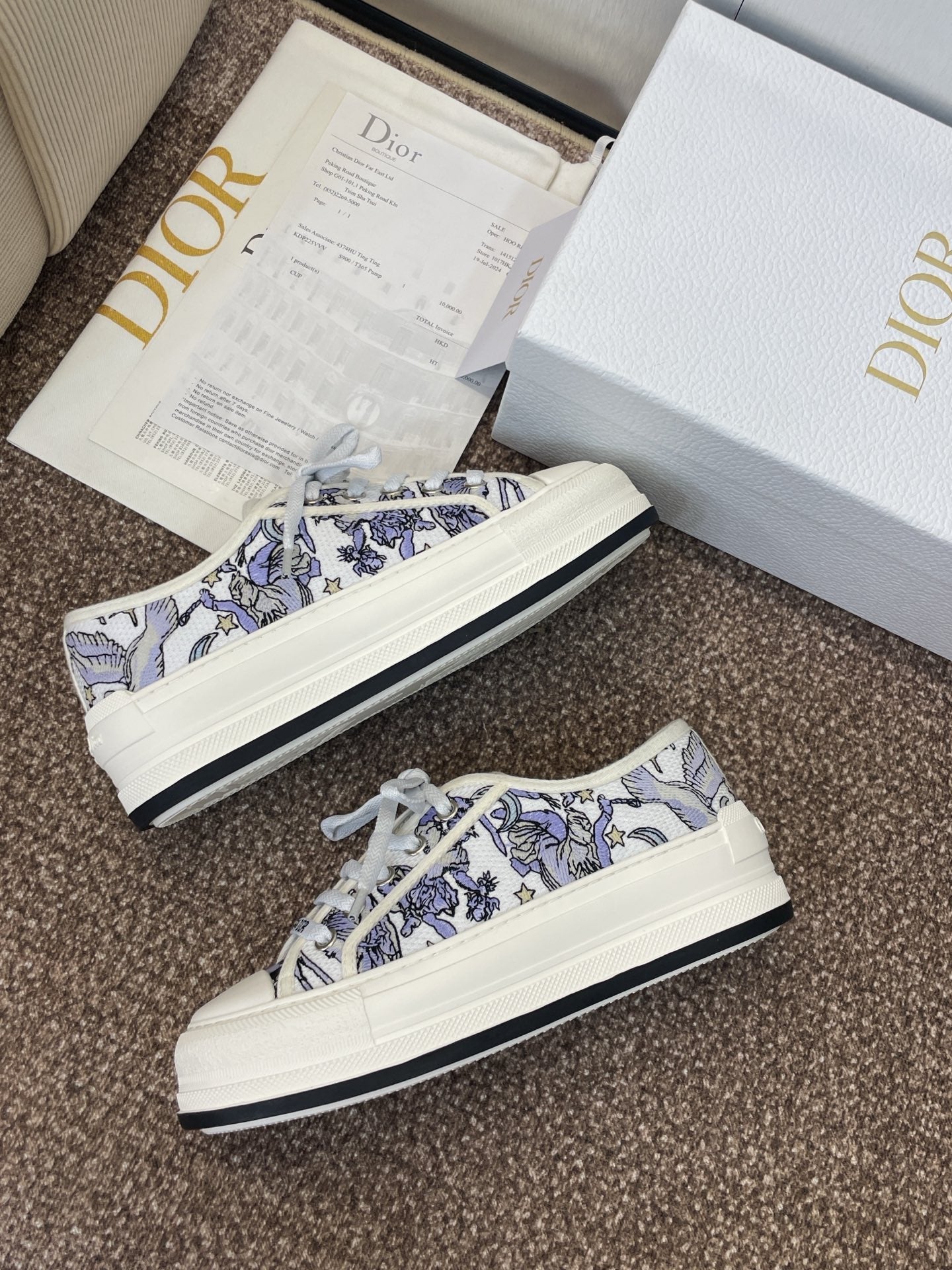 DIOR 25S WALK'N' SNEAKER IN BLUE TOILE DE JOUY EMBROIDERED COTTON - 35