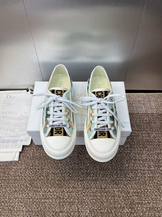 DIOR 25S КРОСІВКИ WALK'N' SNEAKER З БАГАТОКОЛЬОРОВОЇ БАВОВНИ З ВИШИВКОЮ DIOR OBLIQUE – 35