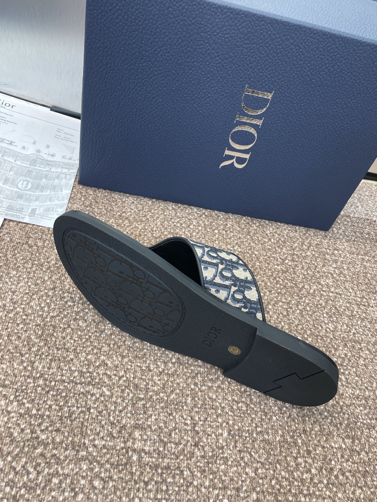 DIOR 25S ALIAS THONG SANDAL IN BEIGE BLACK CALFSKIN AND CANVAS - 39