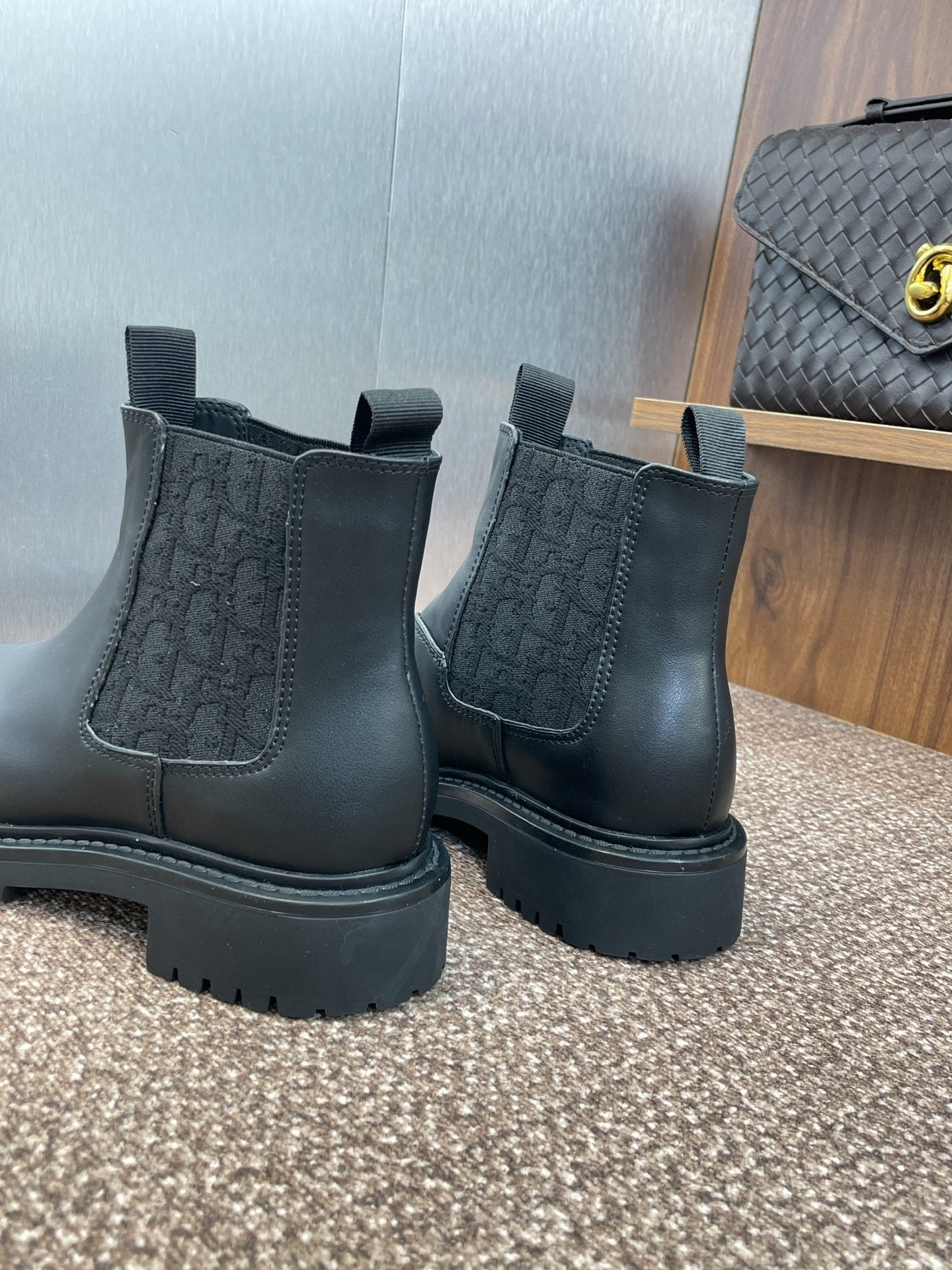 DIOR 25S D-QUEST CHELSEA ANKLE BOOTS 25MM IN BLACK CALFSKIN AND CANVAS - 35