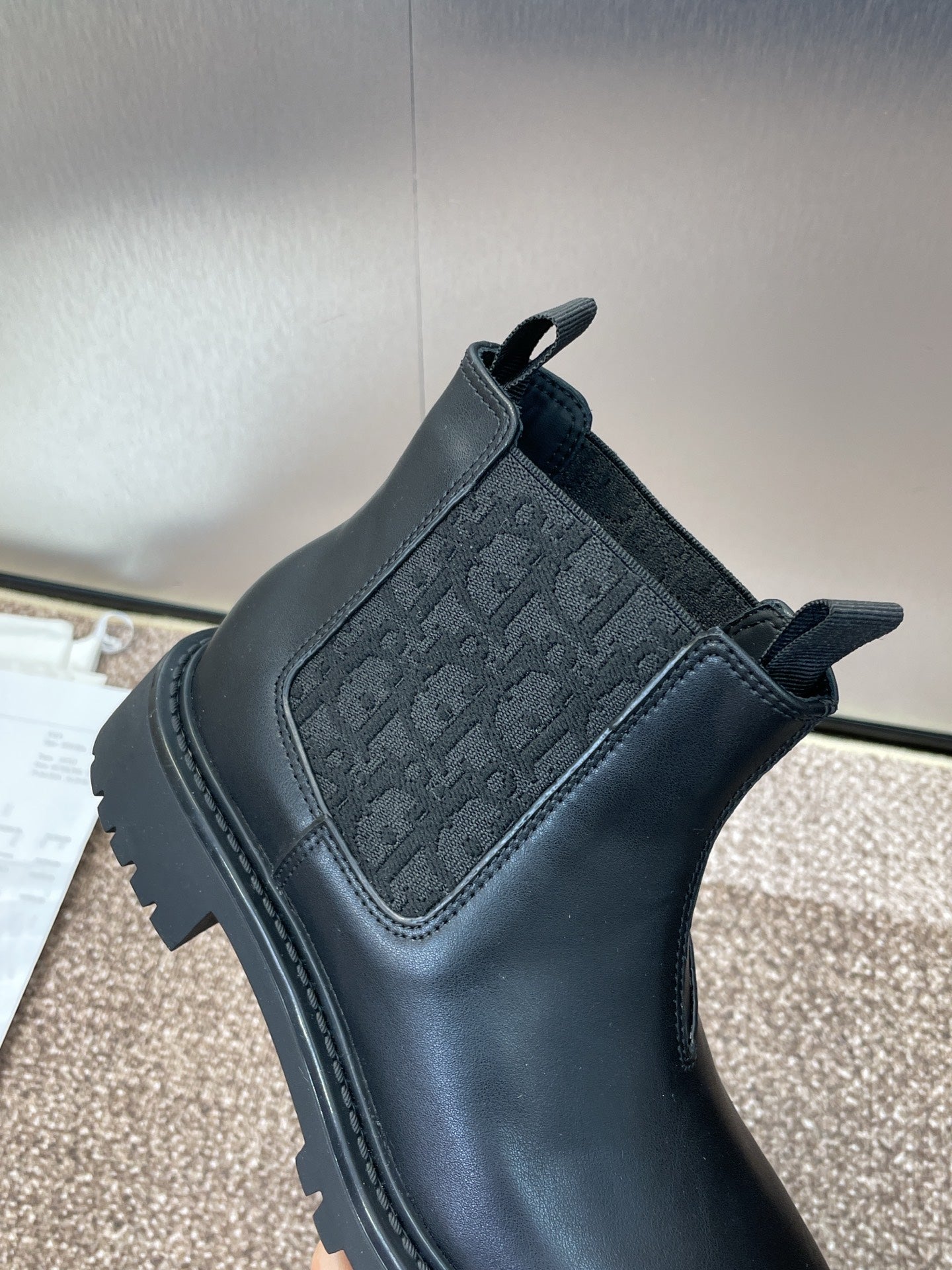 DIOR 25S D-QUEST CHELSEA ANKLE BOOTS 25MM IN BLACK CALFSKIN AND CANVAS - 35